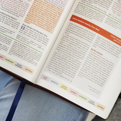 Color Code Study Bible, Revealing God's Truth Color by Color (NKJV, Brown Leathersoft, Red Letter, Thumb Indexed) - Thomas Nelson [KSIĄŻKA]