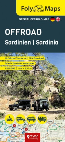 FolyMaps OFFROAD Sardinia 1:250,000: Special map with over 60 off-road tracks - Martin Schempp [KSIĄŻKA]
