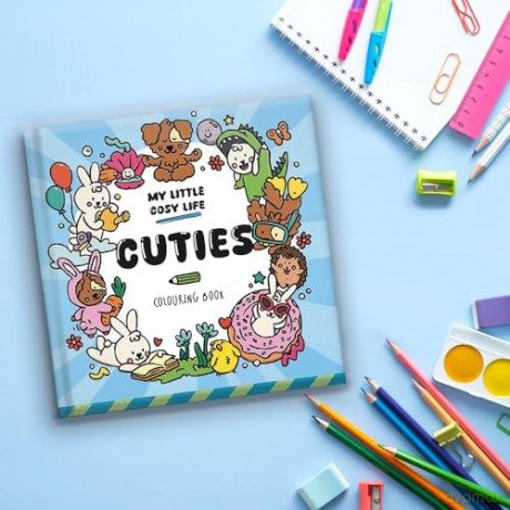Cuties: Cute Kawaii Colouring Book for Teens and Adults Featuring Adorable Animals, Purmaids and Cosy Scenes (My Little Cosy Life) - Caro Van Den Berg [KSIĄŻKA]