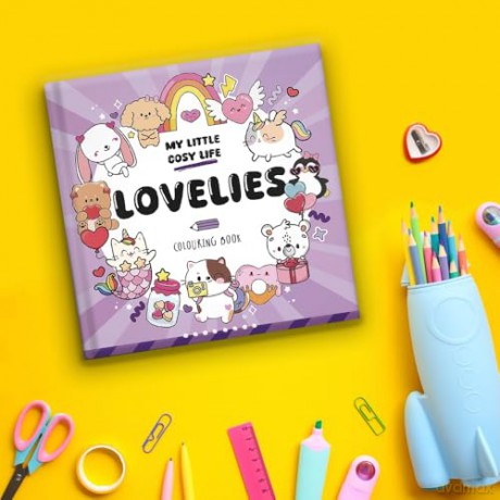Lovelies: Cute Kawaii Colouring Book for Teens and Adults Featuring Adorable Animals, Purmaids and Cosy Scenes (My Little Cosy Life) - Caro Van Den Berg [KSIĄŻKA]