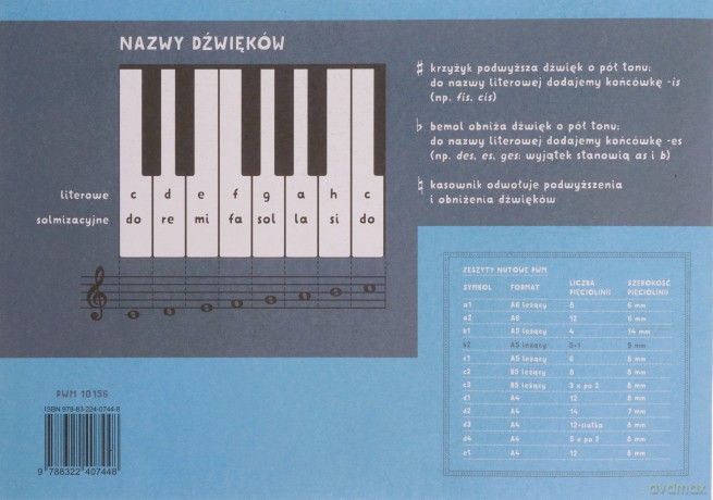 Zeszyt nutowy B2 - A5 leżący - 5 linii [SZKOŁA]