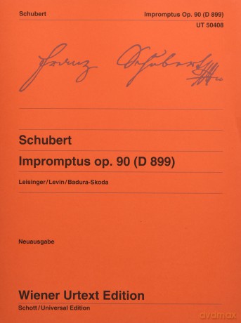 Impromptus: Edité d'apres les sources par Ulrich Leisinger, Notes sur l'interprétation de Rovert D. Levin, Dougté de Paul Badura-Skoda. op. 90. D 899. piano. - Franz Schubert [KSIĄŻKA]