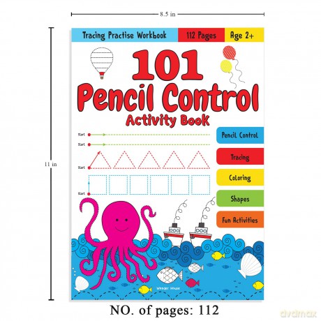 101 Pencil Control Activity Book For Kids: Tracing Practise Book Age 2+ - Wonder House Books [KSIĄŻKA]