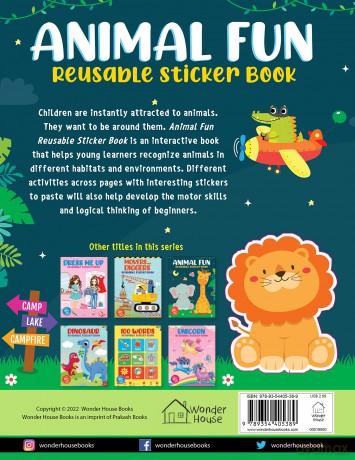 Animal Fun Reusable Sticker Book For Children - Wonder House Books [KSIĄŻKA]