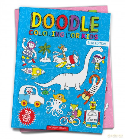 Doodle Coloring For Kids - Blue Edition - Wonder House Books [KSIĄŻKA]