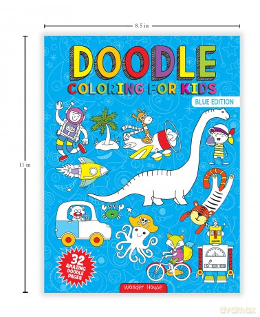 Doodle Coloring For Kids - Blue Edition - Wonder House Books [KSIĄŻKA]