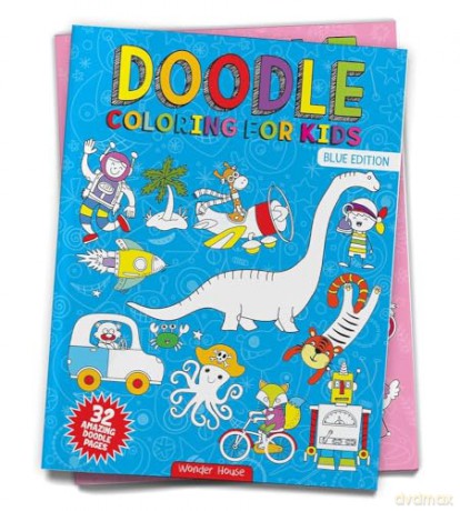 Doodle Coloring For Kids - Blue Edition - Wonder House Books [KSIĄŻKA]