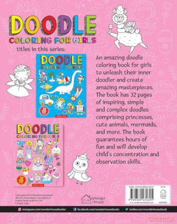 Doodle Coloring For Kids - Pink Edition - Wonder House Books [KSIĄŻKA]