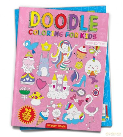 Doodle Coloring For Kids - Pink Edition - Wonder House Books [KSIĄŻKA]