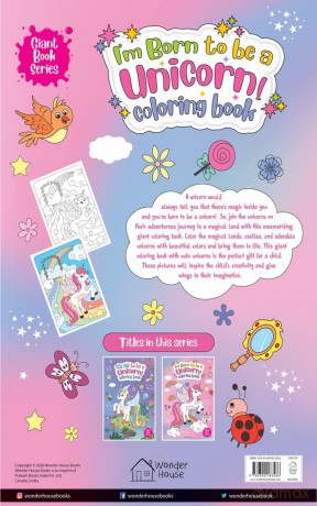 I Am Born To Be A Unicorn Coloring book - Giant book Series: Jumbo Sized Colouring Book For Children - Wonder House Books [KSIĄŻKA]