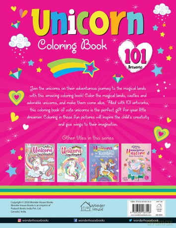 Unicorn Coloring Book - 101 Artworks: Colouring Book For Kids - Wonder House Books [KSIĄŻKA]
