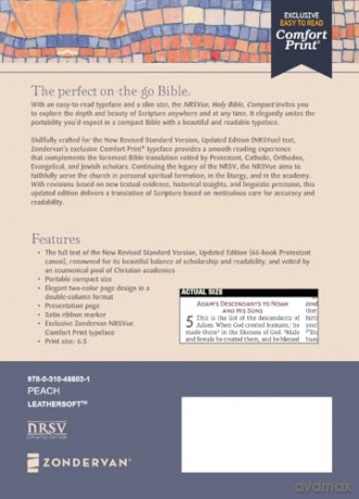 NRSVue, Holy Bible, Compact, Leathersoft, Peach, Comfort Print: Nrsvue, Holy Bible, Leathersoft, Peach, Comfort Print - Zondervan [KSIĄŻKA]