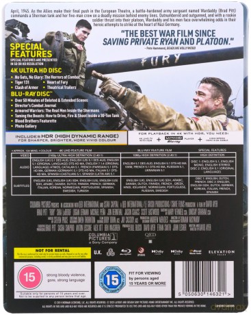 Fury (steelbook) (Furia) [Blu-Ray 4K]+[Blu-Ray]