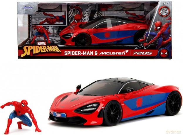Auto Spider-Man metalowe McLaren 720S 1:24 z figurką