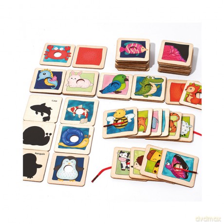 Edukacyjne dopasuj kształty i cienie zwierzątka [PUZZLE]