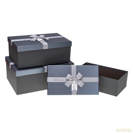 Pudełka ozdobne na prezenty PUG-23218-PR SILVER 3 sztuki
