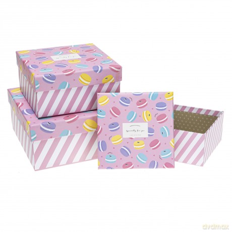 Pudełka ozdobne na prezenty PUG-23251-KW PINK 3 sztuki