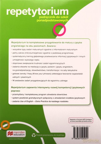 Repetytorium Podręcznik do szkół ponadpodstawowych Język angielski Poziom podstawowy i rozszerzony Pack z arkuszami [KSIĄŻKA]