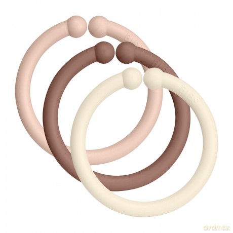 Kółka do zawieszania BIBS - Loops 12 PACK Blush/Woodchuck/Ivory - (900239)