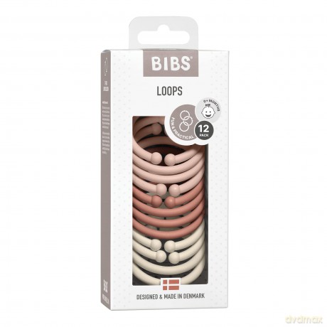 Kółka do zawieszania BIBS - Loops 12 PACK Blush/Woodchuck/Ivory - (900239)