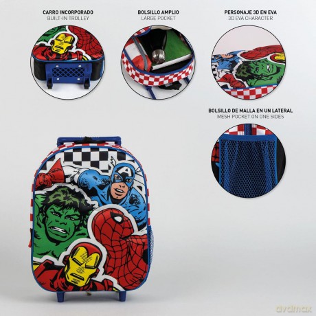 Cerda - Kids Backpack Trolley 3D - Avengers