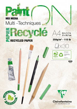 Clairefontaine - Recycled PaintON Pad - White - A4