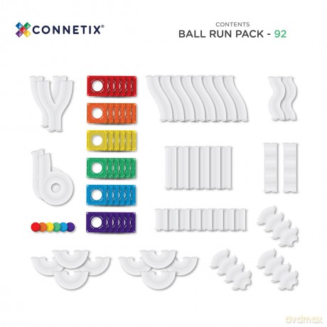 Connetix - Rainbow Ball Run Pack 92 Pieces - (CT-R-00092-BR)