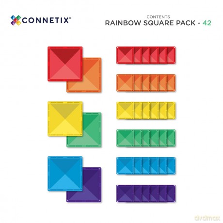 Connetix - Rainbow Square Pack 42 Pieces - (CT-R-00042-SQ)