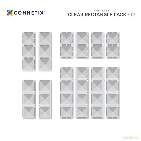 Connetix - Rectangle Pack - 12 Pieces - Clear (CT-C-00012-RE)