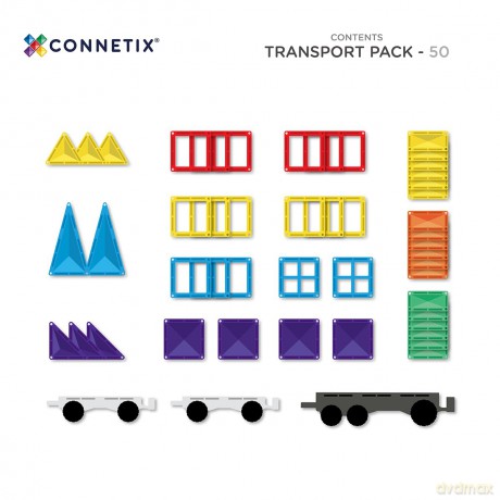 Connetix - Transport Pack - Rainbow - 50 Pieces (CT-R-00050-TR)