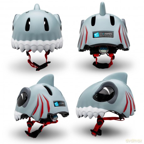 Crazy Safety - Grey Shark Bike Helmet for Children 6-12 Years - (CS190108)