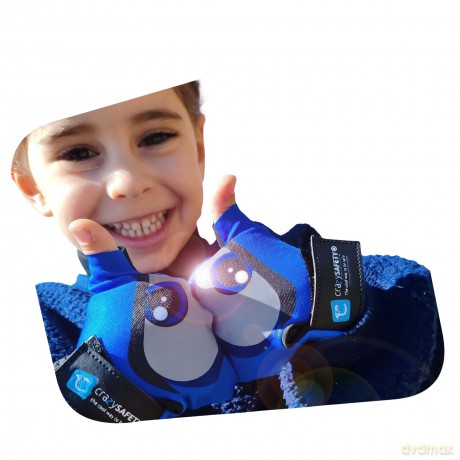 Crazy Safety - Kids bike gloves with reflective eyes, padded palms - Blue - Size S (CS240101)