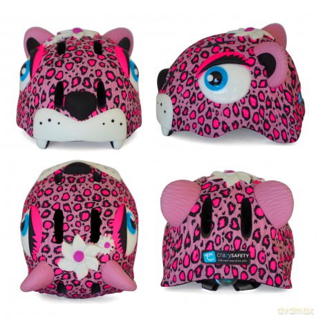 Crazy Safety - Leopard Bicycle Helmet - Pink (49-55cm) (CS190106)