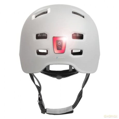 Crazy Safety - Urban bicycle and skater helmet with front and rear lights - Matt White - M (54-57cm) (CS240201)