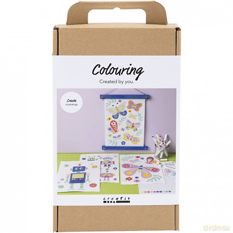 Creativ - Craft Kit Colouring, Butterfly and robot, happy colours (977812)