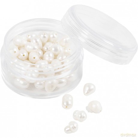 Creativ - Freshwater pearls, Perforated crosswise, dia. 4-6 mm (632122)
