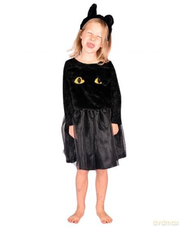 Den Goda Fen - Black Cat dress w. Head Piece (98-104 cm) (F77010)