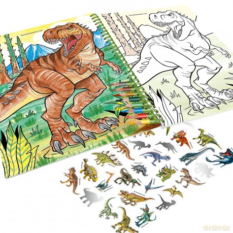 Dino World - Colouring Book with Coloured Pencils - (412746)