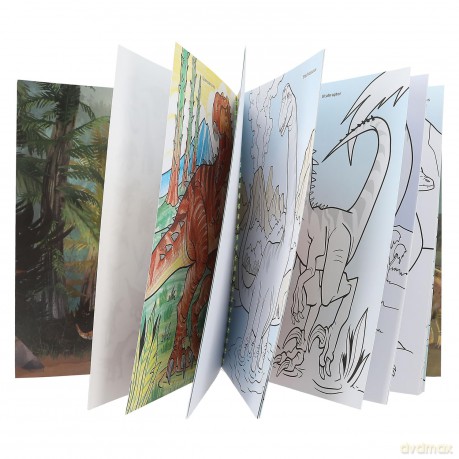 Dino World - Colouring Book with Coloured Pencils - (412746)
