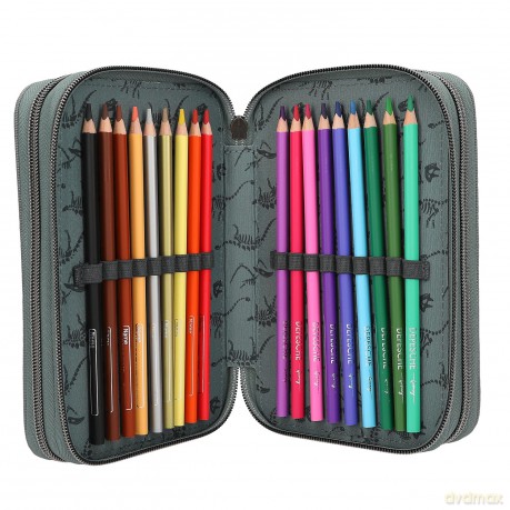 Dino World - Triple Pencil Case BITE - Grey-Green