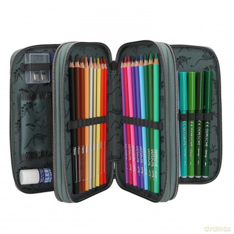 Dino World - Triple Pencil Case BITE - Grey-Green
