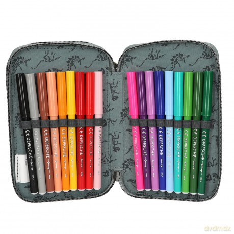 Dino World - Triple Pencil Case BITE - Grey-Green