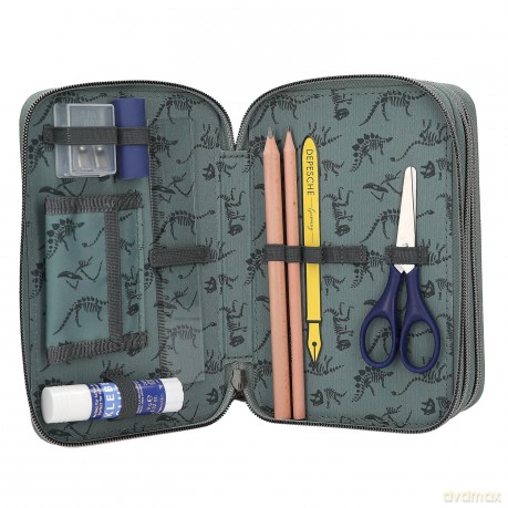 Dino World - Triple Pencil Case BITE - Grey-Green