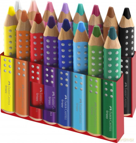 Faber-Castell - Colour Pencil Grippy Set of 16 with Sharpener (110645)