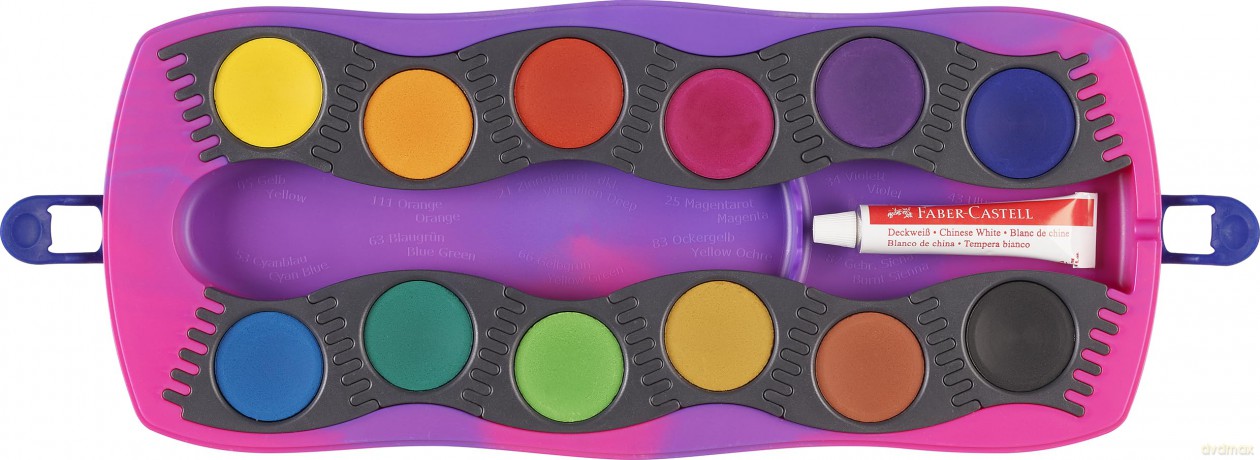 Faber-Castell - Connector Paint Box Unicorn Pink, 12 Colours incl. Chinese White (125035)