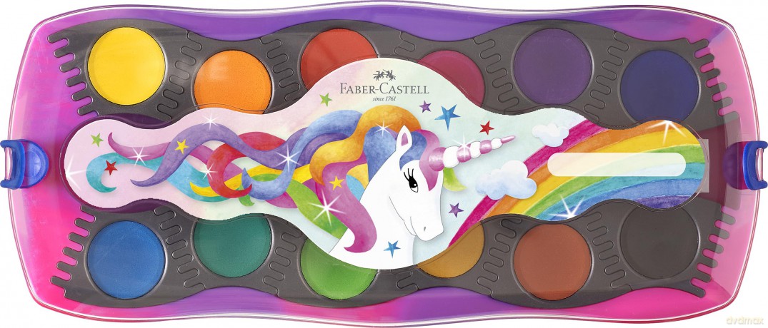 Faber-Castell - Connector Paint Box Unicorn Pink, 12 Colours incl. Chinese White (125035)