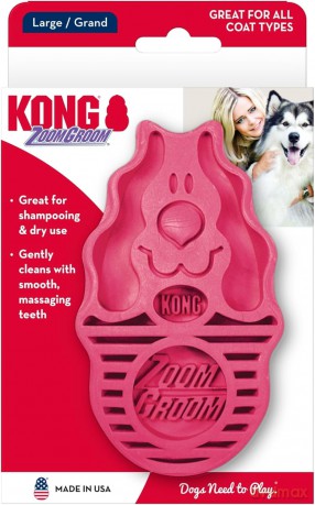 Szczotka gumowa dla psa Kong - ZoomGroom - Raspberry - 12x7.5x4.5cm