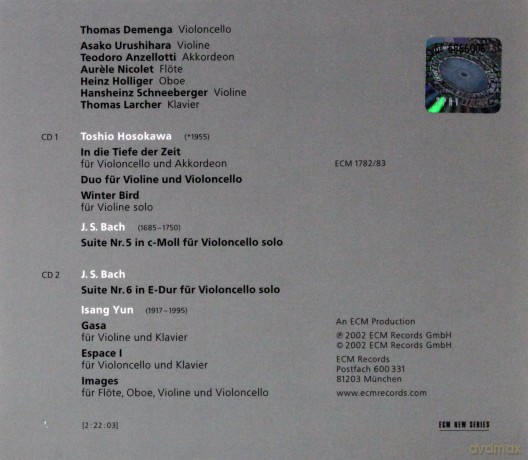 Thomas Demenga: Bach [2CD]