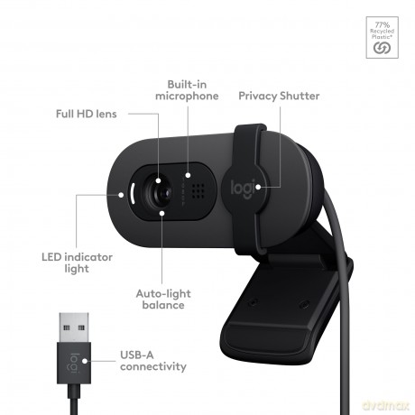 Logitech - Brio 100 Full HD Webcam - Graphite