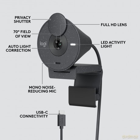 Logitech - Brio 300 Full HD webcam, Graphite
